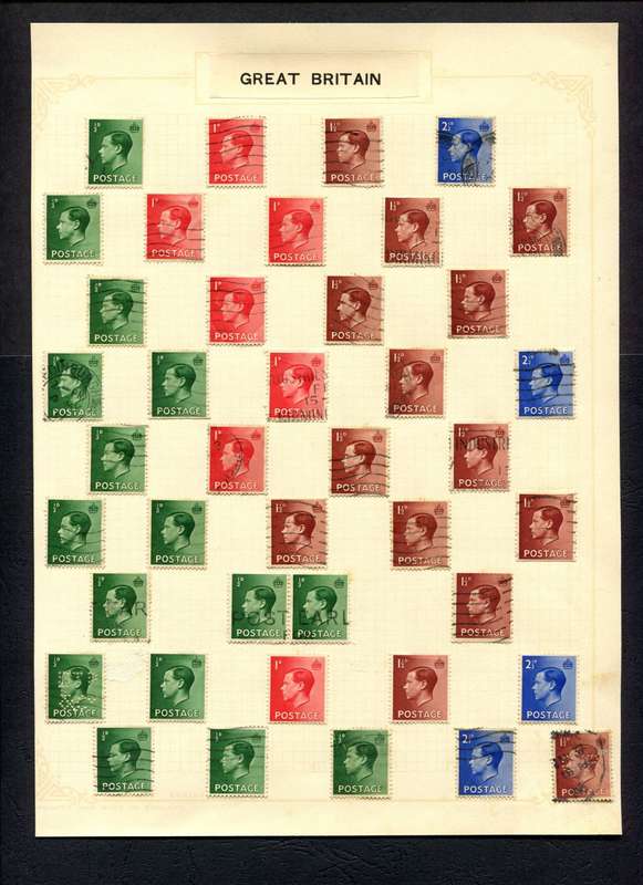 Great Britain - 41 Stamps Mounted On Old Album Page