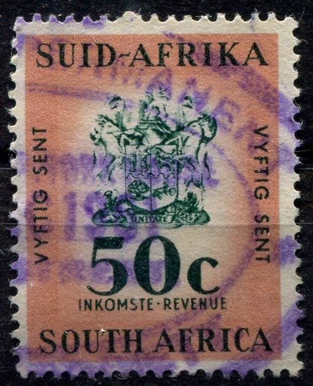 RSA  - "Vyftig Sent" Afrikaans Both Sides  - Revenue - 1961/68 - Used