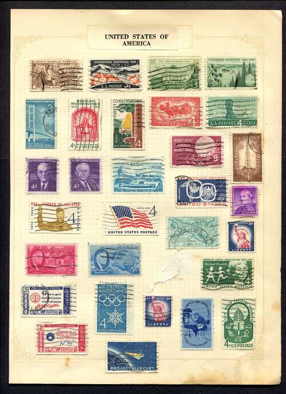 USA - 30 Stamps Mounted On Old Album Page