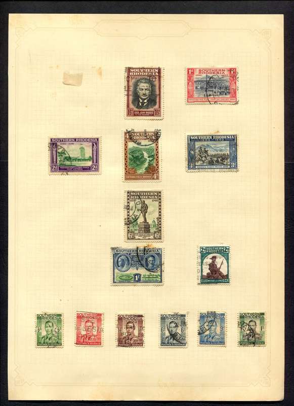 Southern Rhodesia - 14 Stamps Mounted On Old Album Page