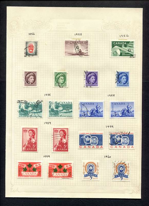 Canada - 19 Stamps Mounted On Old Album Page