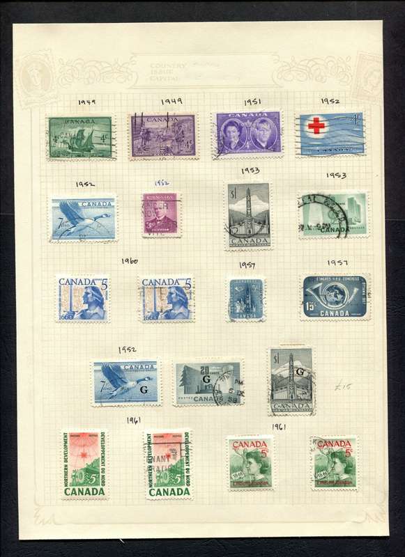 Canada - 19 Stamps Mounted On Old Album Page