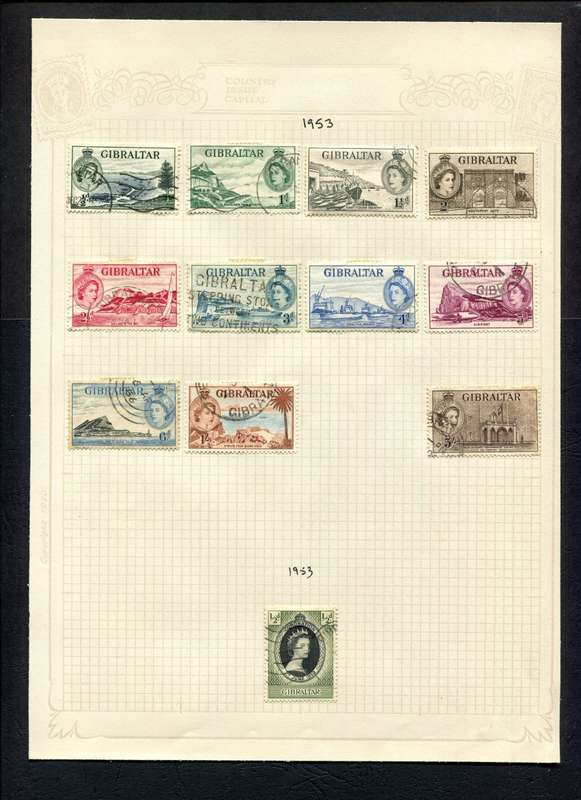 Gibraltar - 12 Stamps Mounted On Old Album Page