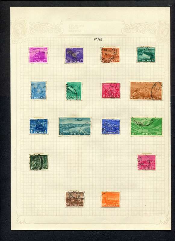 India - 16 Stamps Mounted On Old Album Page
