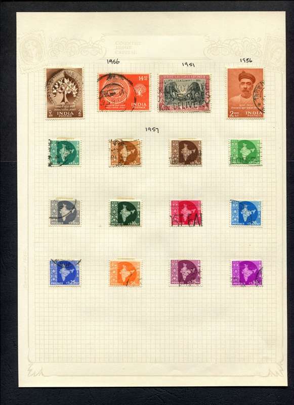 India - 16 Stamps Mounted On Old Album Page