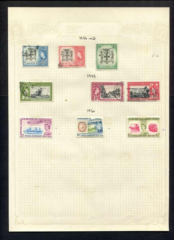 Jamaica - 9 Stamps Mounted On Old Album Page