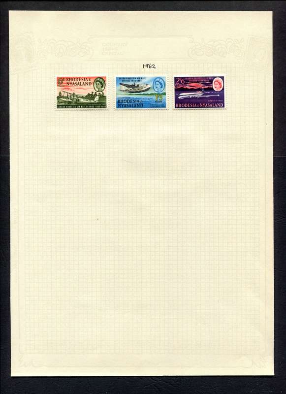 Rhodesia and Nyasaland - 3 Stamps Mounted On Old Album Page