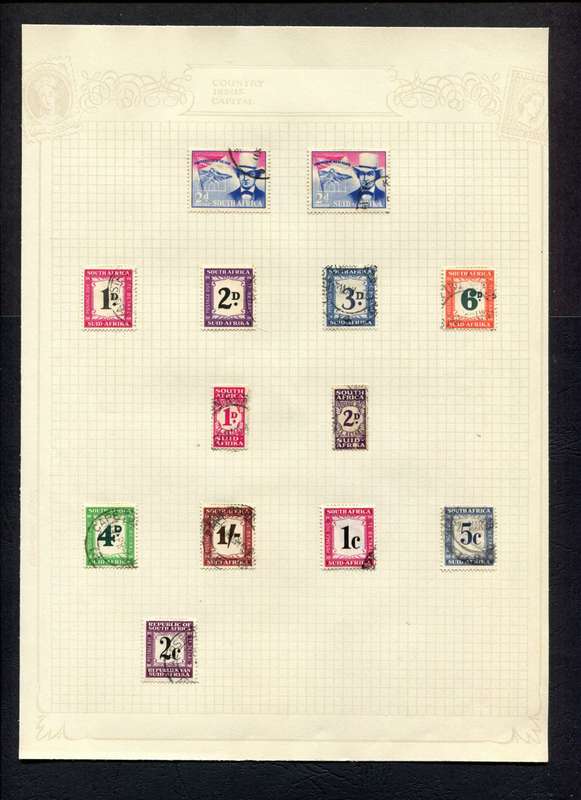 Union of SA - 13 Stamps Mounted On Old Album Page