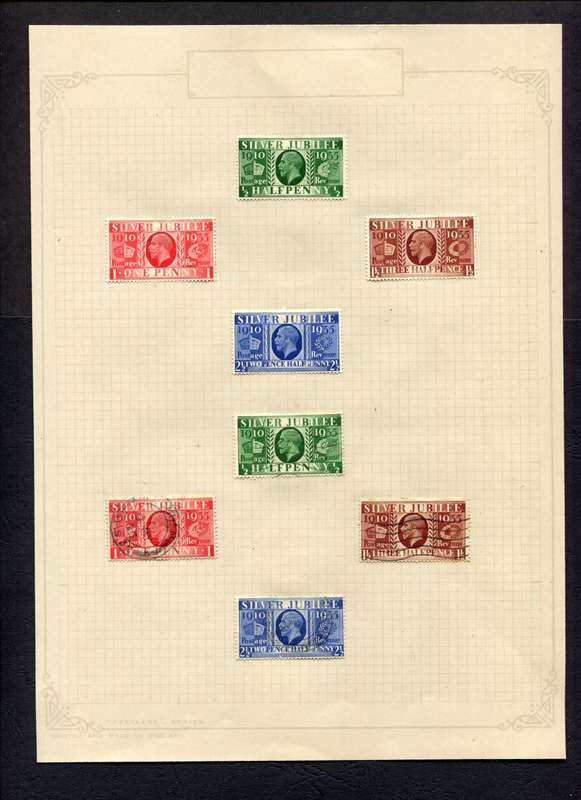 Great Britain - 8 Stamps Mounted On Old Album Page