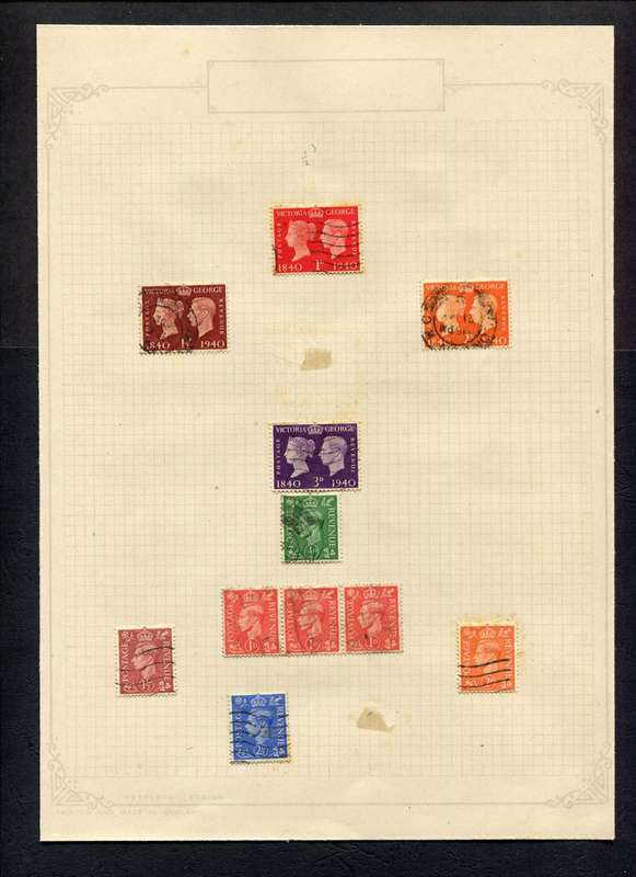 Great Britain - 11 Stamps Mounted On Old Album Page