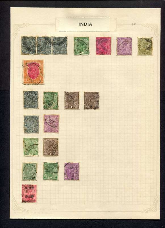 India - 20 Stamps Mounted On Old Album Page