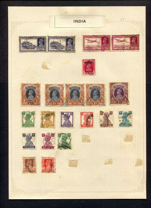 India - 21 Stamps Mounted On Old Album Page