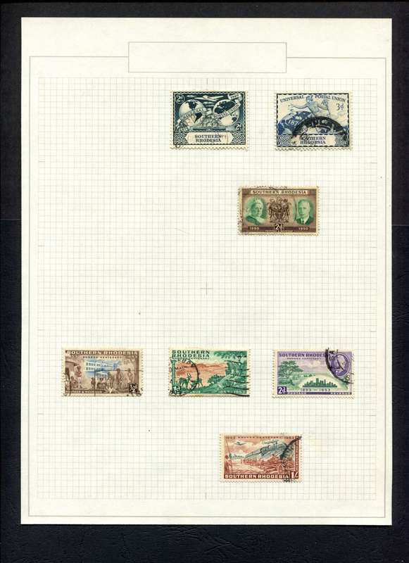 Southern Rhodesia - 7 Stamps Mounted On Old Album Page