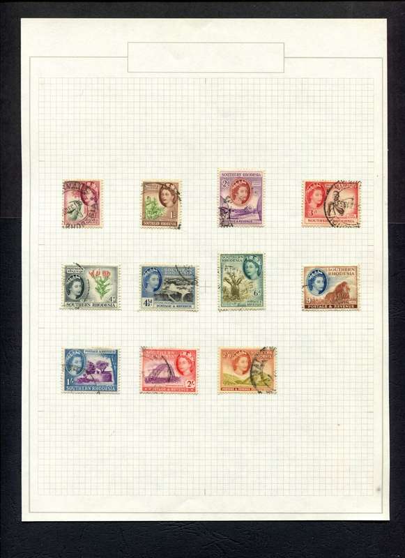 Southern Rhodesia - 11 Stamps Mounted On Old Album Page