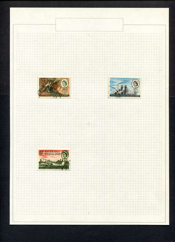 Rhodesia and Nyasaland - 3 Stamps Mounted On Old Album Page