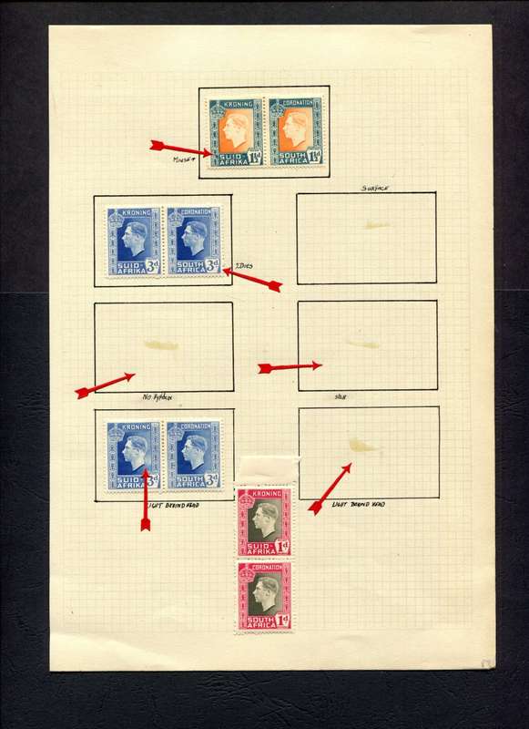 Union of SA - Minor Variety - 8 Stamps Mounted On Old Album Page