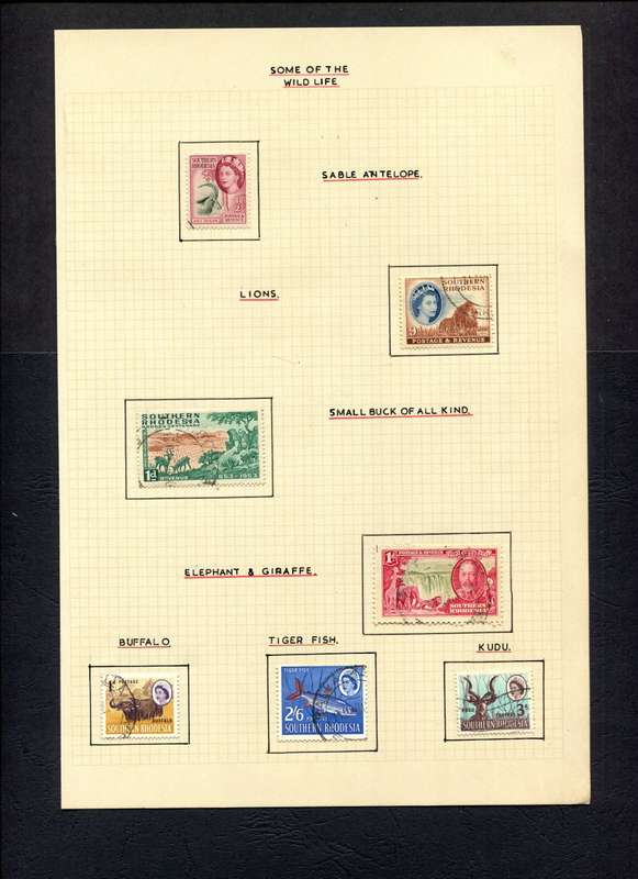 Southern Rhodesia  - 7 Stamps Mounted On Old Album Page