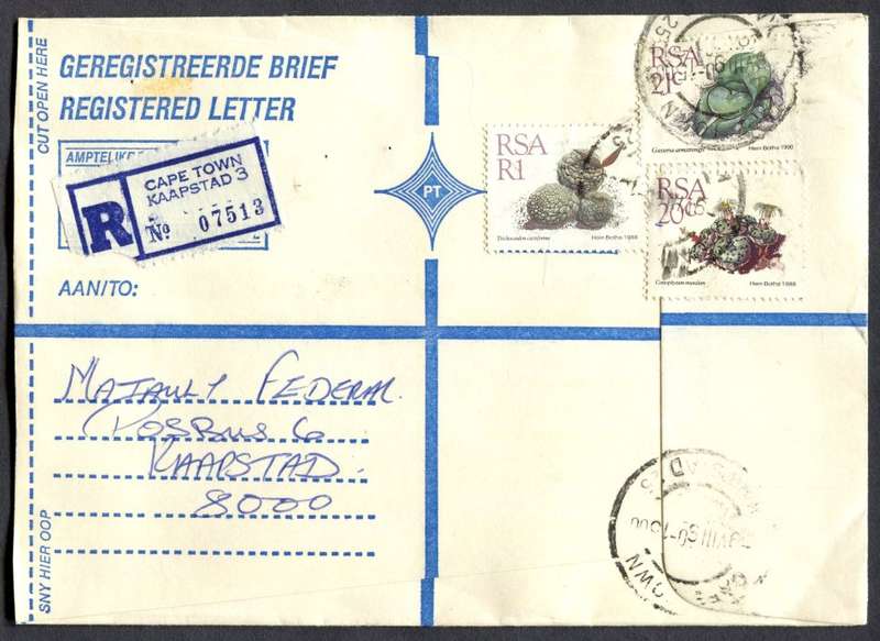 RSA - Cover Registered At Cape Town Post Office