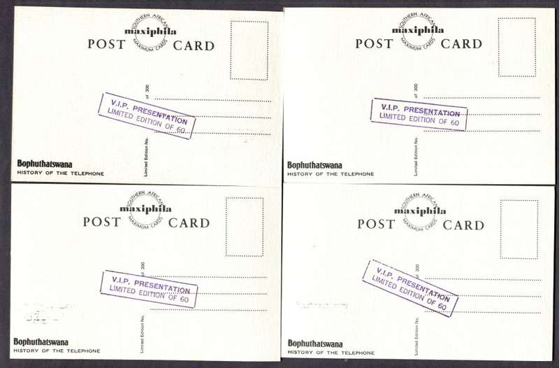 Bophuthatswana - Set of 4 Maxi Cards Hand Stamped " V.I.P. Presentation Limited Edition of 60"