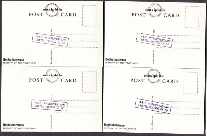 Bophuthatswana - Set of 4 Maxi Cards Hand Stamped " V.I.P. Presentation Limited Edition of 60"
