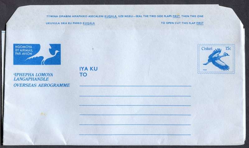 Ciskei - Postal Stationary - 15 Cent  Aerogram