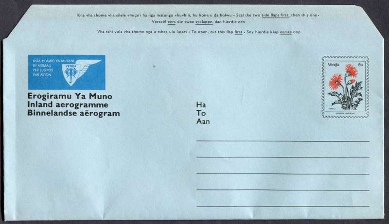 Venda - Postal Stationary - 5 Cent  Aerogram