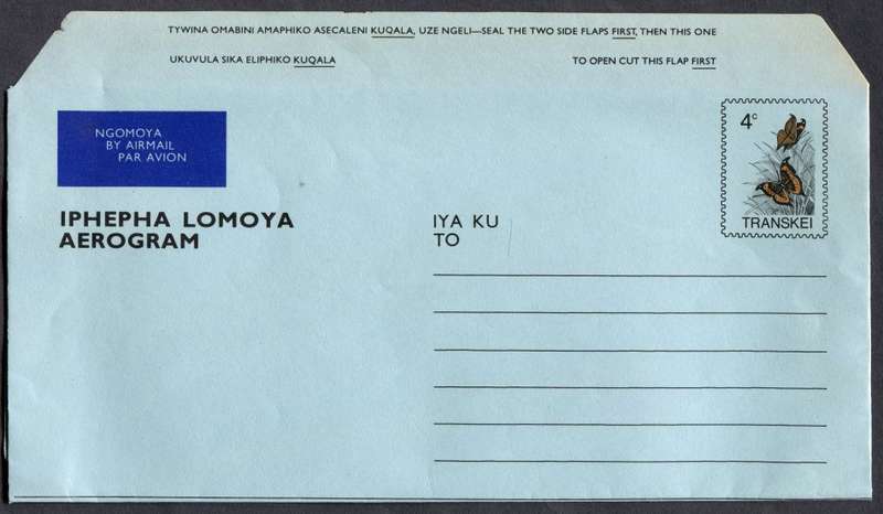 Transkei - Postal Stationary - 4 Cent  Aerogram