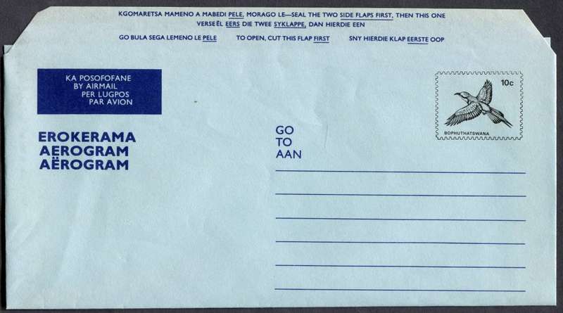 Bophuthatswana - Postal Stationary - 10 Cent  Aerogram