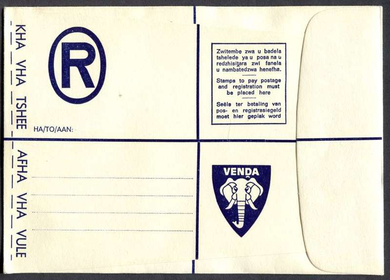 Venda - Postal Stationary - Registered Cover