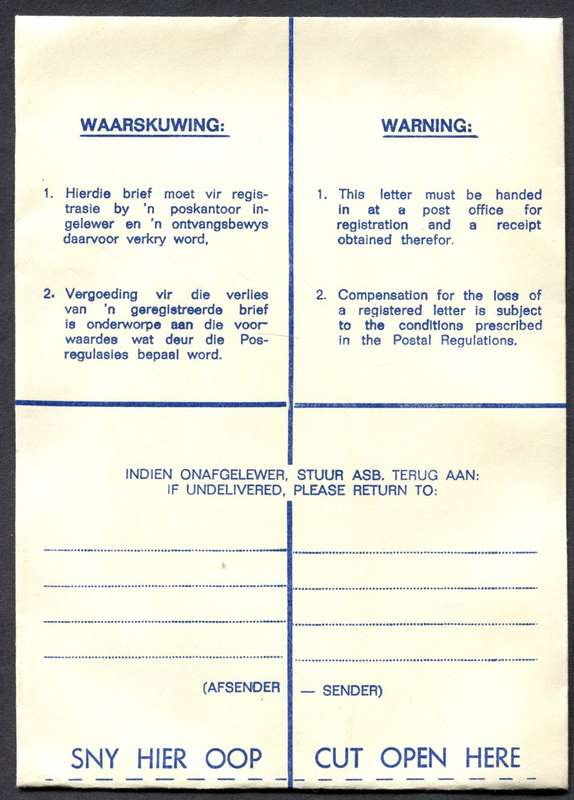 SWA - Postal Stationary - Registered Cover