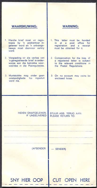 SWA - Postal Stationary - Registered Cover