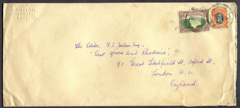 Southern Rhodesia - Cover - 2 d Victoria Falls Perforation 12.5