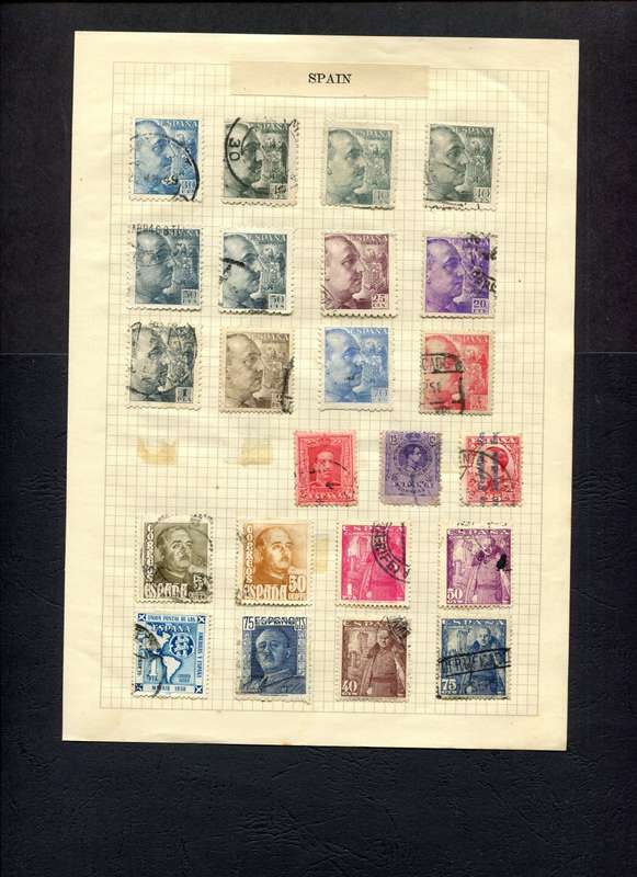 Spain - 23 Stamps Mounted on Old Album Page