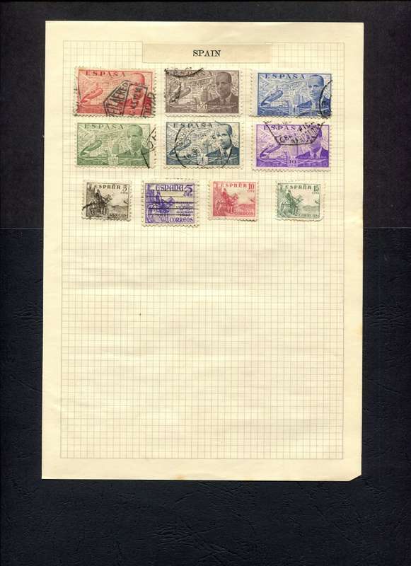 Spain - 10 Stamps Mounted on Old Album Page
