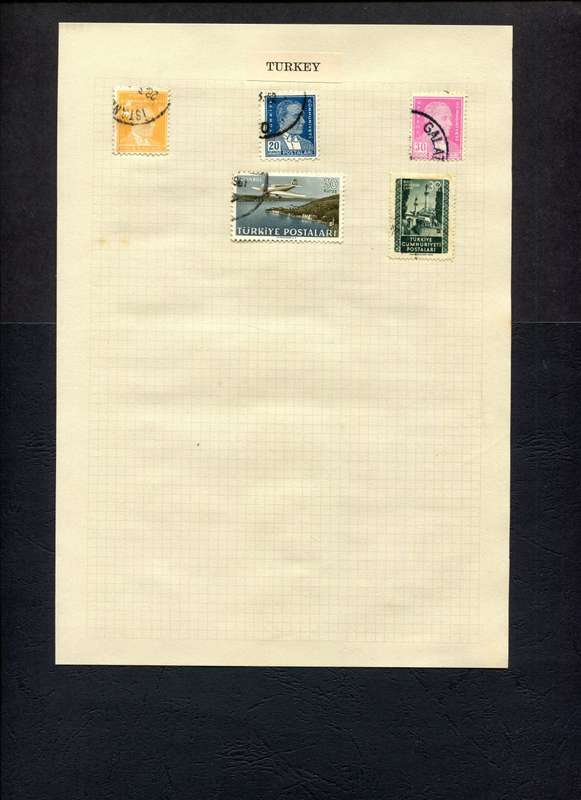Turkey - 5 Stamps Mounted on Old Album Page