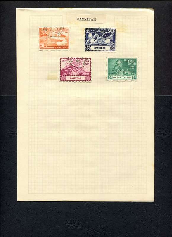 Zanzibar - 4 Stamps Mounted on Old Album Page