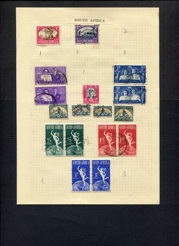 Union of SA - 17 Stamps Mounted on Old Album Page