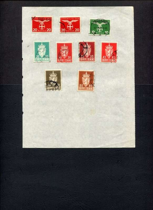 Norway - 9 Stamps Mounted on Old Album Page