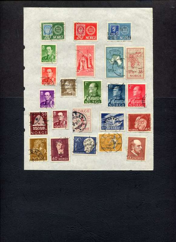 Norway - 23 Stamps Mounted on Old Album Page