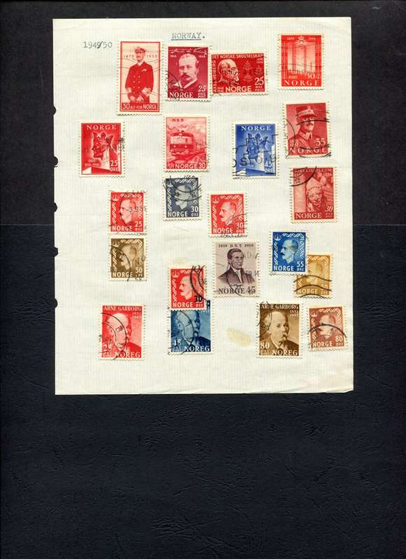 Norway - 21 Stamps Mounted on Old Album Page