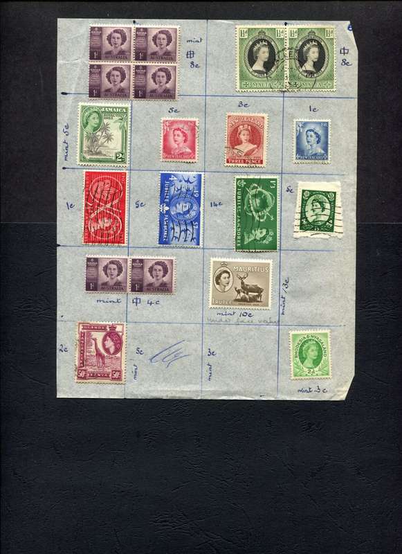 World Mix - 19 Stamps Mounted on Old Album Page