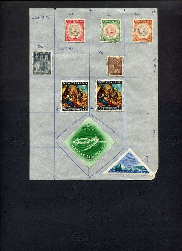 World Mix - 9 Stamps Mounted on Old Album Page