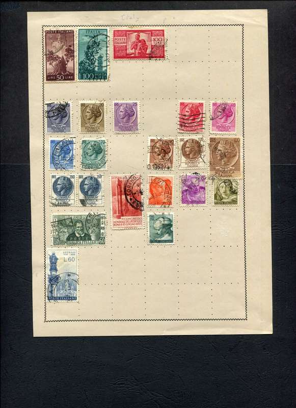 Italy - 22 Stamps Mounted on Old Album Page
