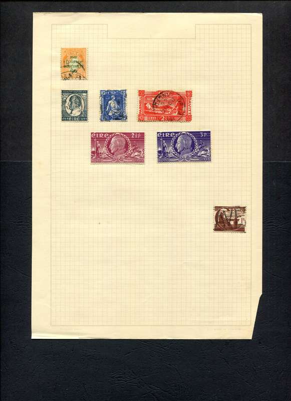 Ireland - 12 Stamps Mounted on Old Album Page