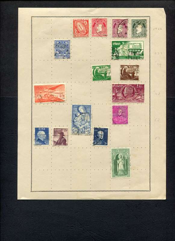 Ireland - 16 Stamps Mounted on Old Album Page