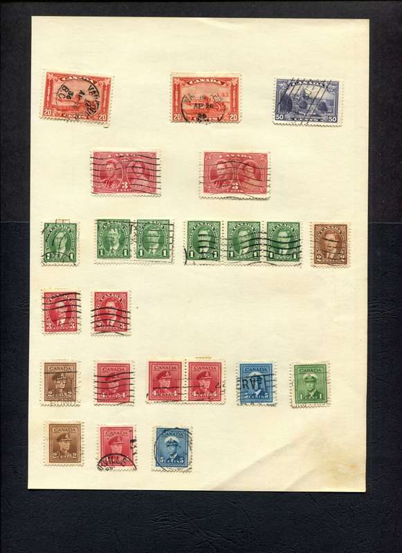 Canada - 23 Stamps Mounted on Old Album Page