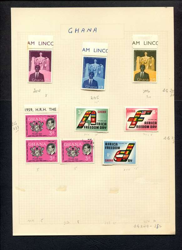 Ghana - 9 Stamps Mounted on Old Album Page