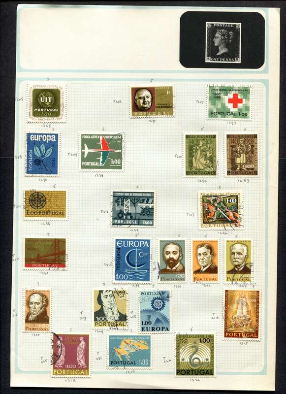 Portugal - 22 Stamps Mounted on Old Album Page