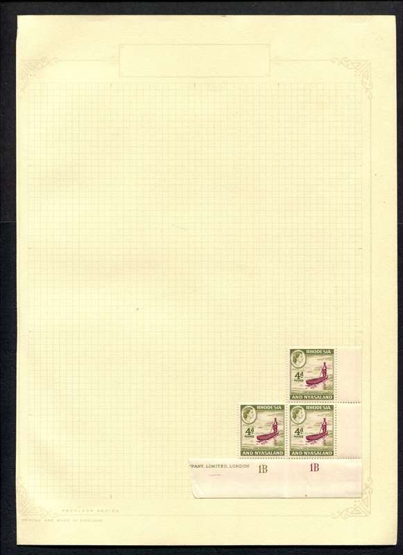 Rhodesia and Nyasaland - 3 Stamps Mounted on Old Album Page