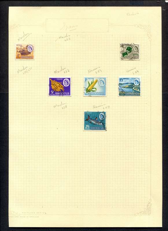 Rhodesia - 6 Stamps Mounted on Old Album Page